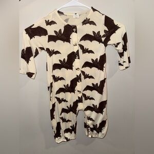 kate quinn Cream One-Piece Footie with Brown Bat Print